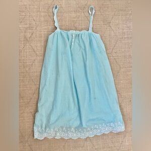 Lauren Ralph Lauren Blue Gingham Nightgown with Lace Accents